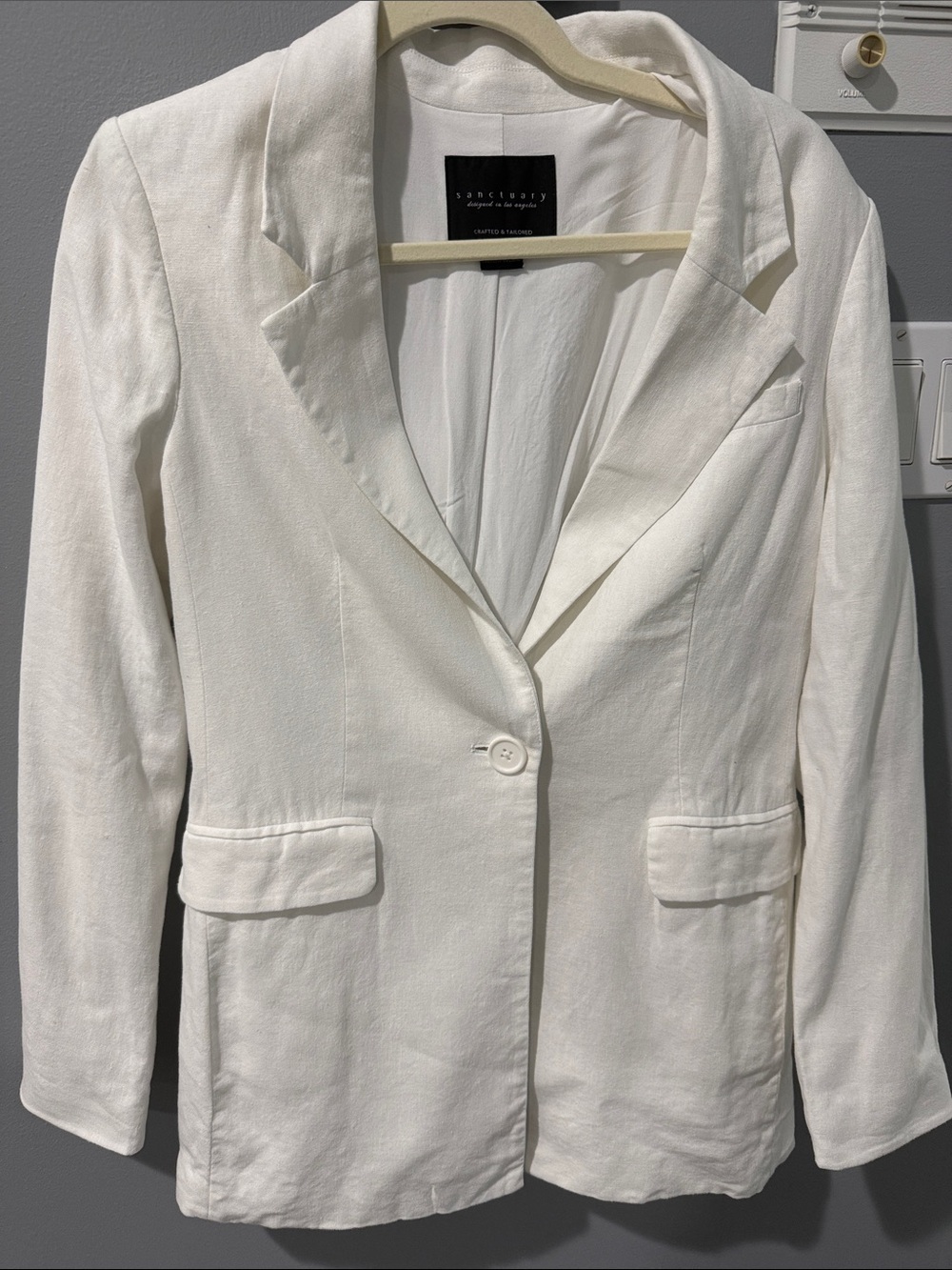 Sanctuary Cream Single-Button Notch Lapel Blazer